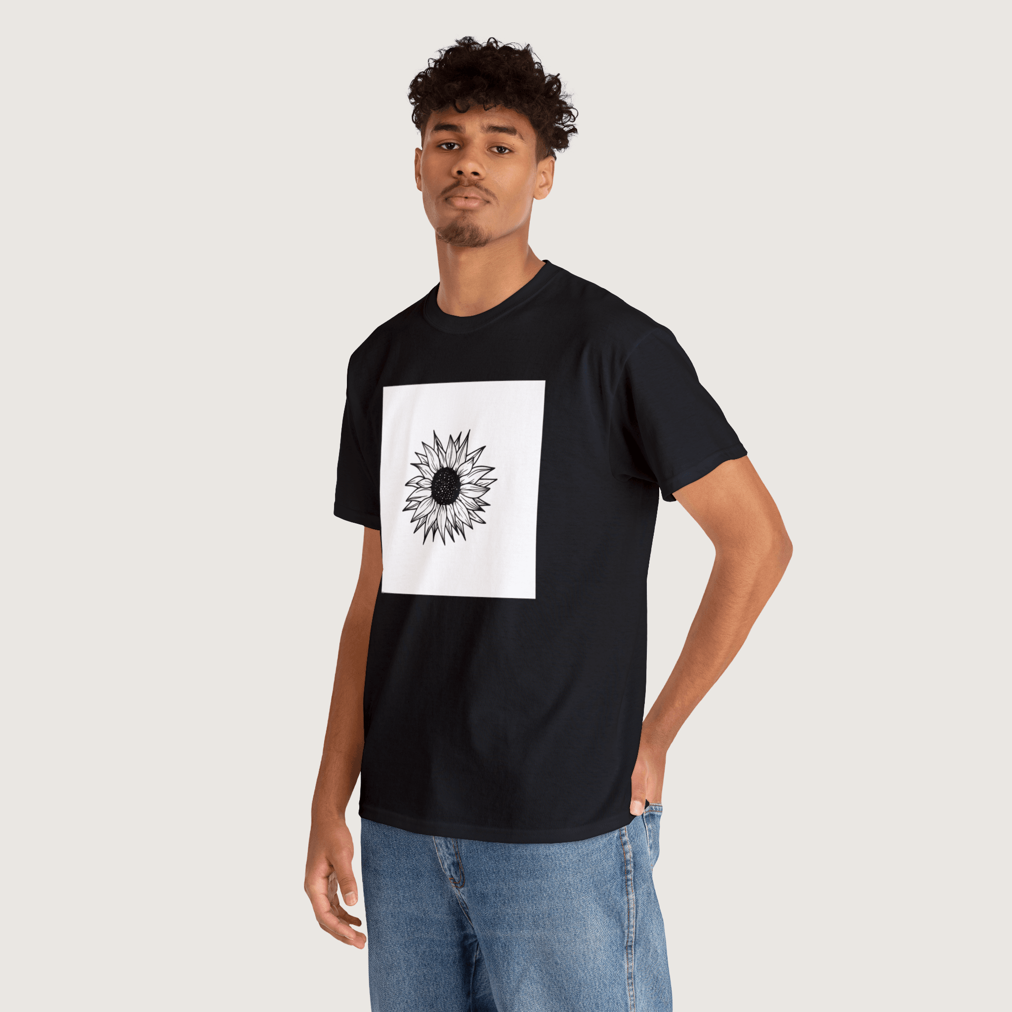 Unisex White & Black Flower T-Shirt 2 - Image 4