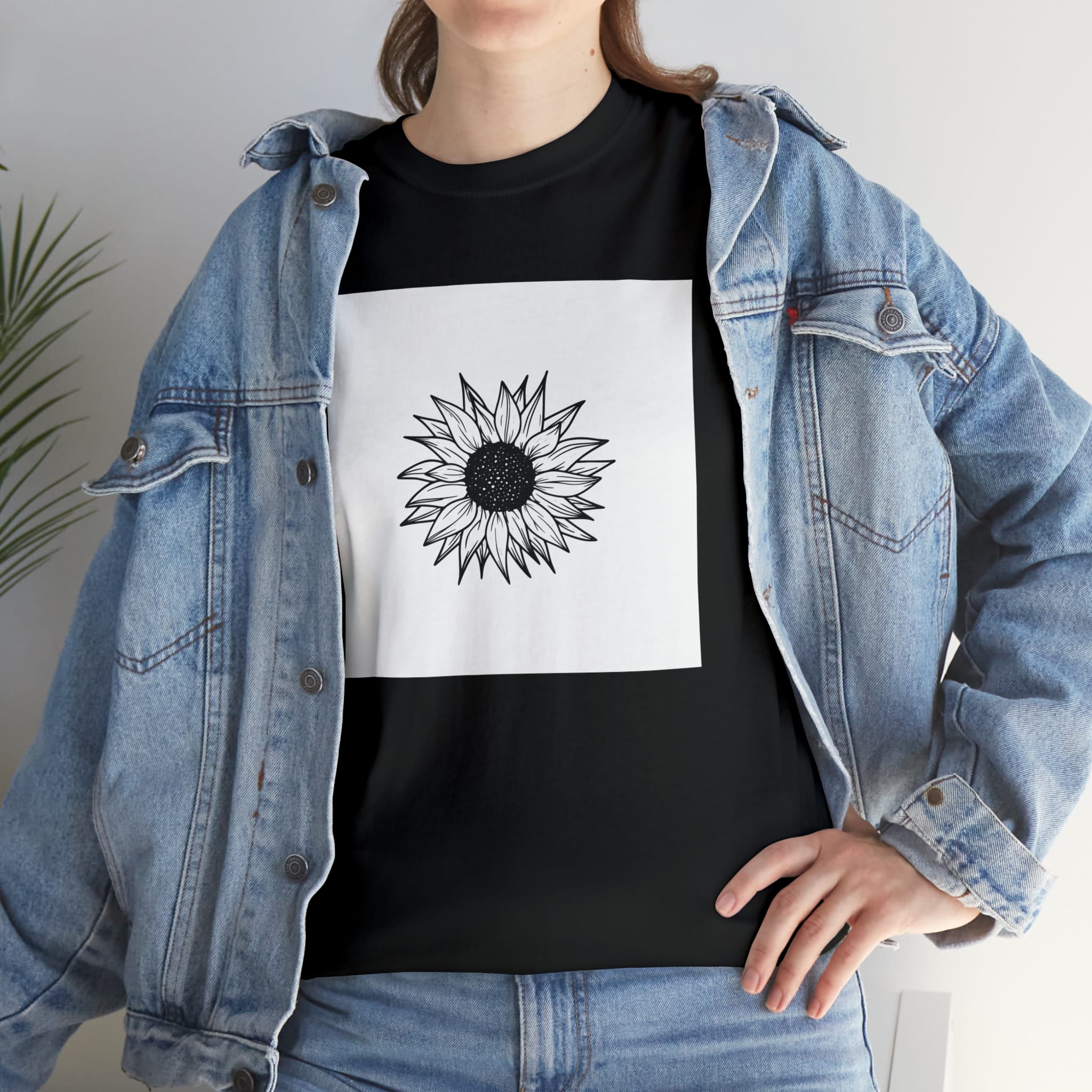 Unisex White & Black Flower T-Shirt 2 - Image 6