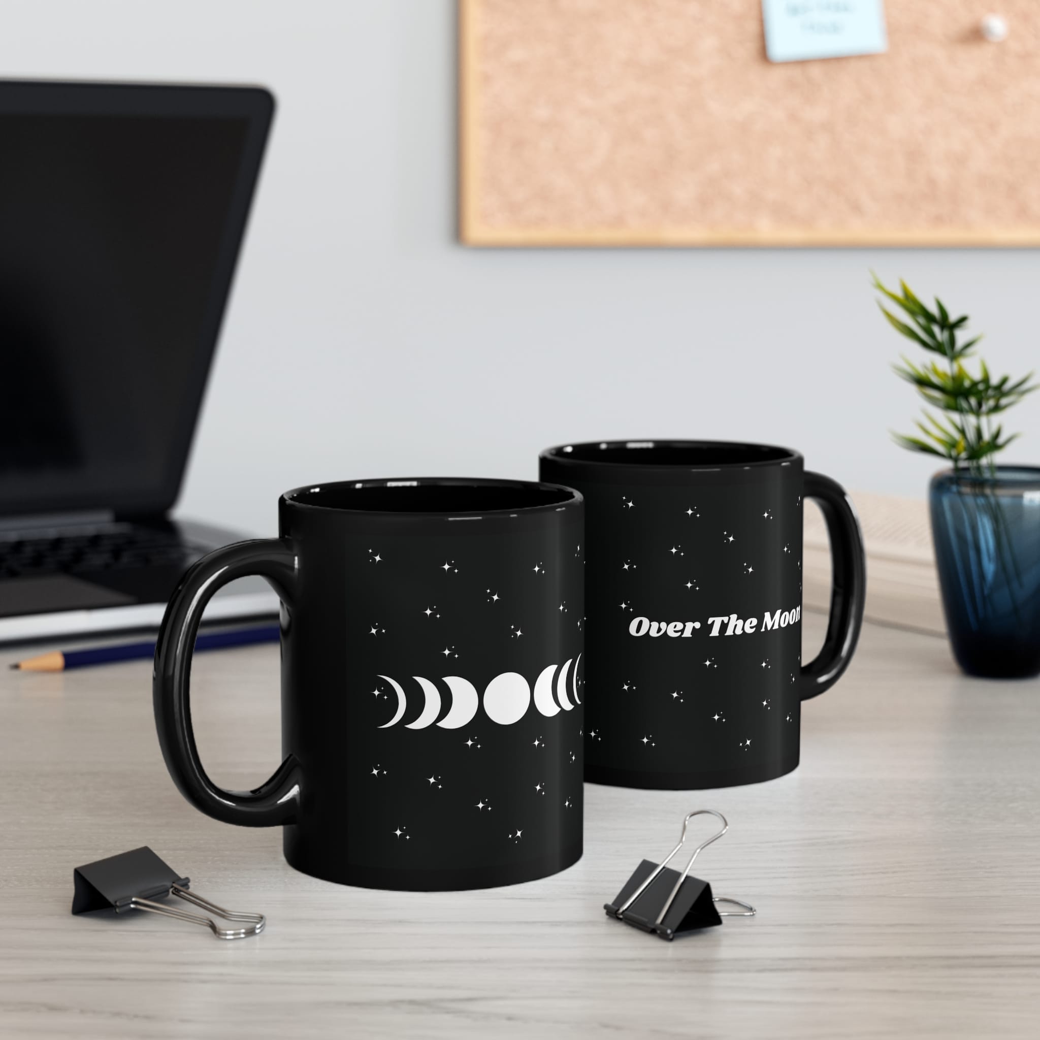"Over The Moon" Black Mug - Image 6